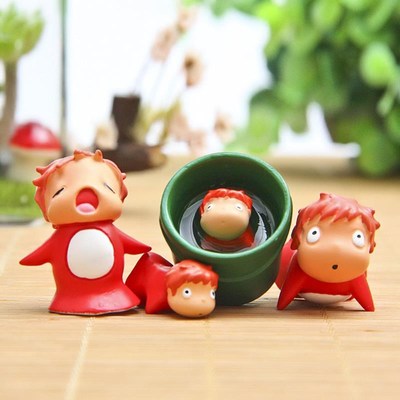 4pcs/lot Ponyo Cute Figures Toy Hayao Miyazaki Ponyo on the