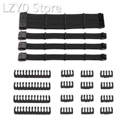 Sleeved Cable PC PSU Extension Cable Kit 18AWG 24Pin Motherb