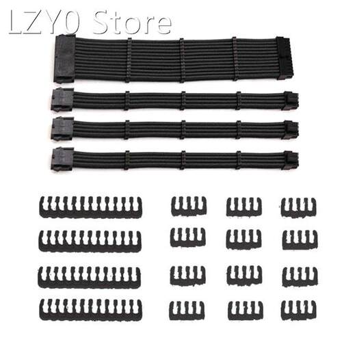 Sleeved Cable PC PSU Extension Cable Kit 18AWG 24Pin Motherb
