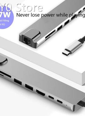 Newest 8 in 1 USB-C Hub Aluminum Alloy HD 2 USB 3.0 Adapter