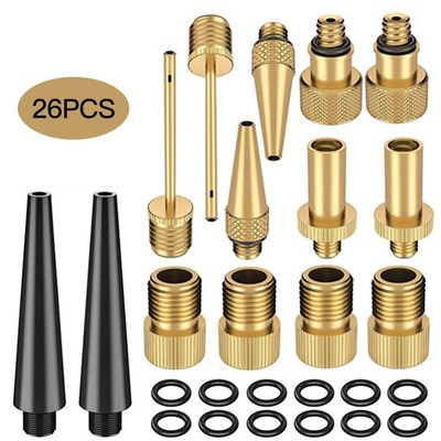 26pcs Copper Bicycle Valve Adapter Set Bike Tire Pump Adapt