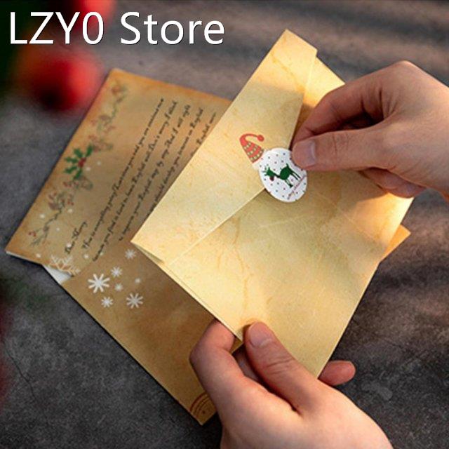 1set Christmas Vintage Kraft Letter Envelope Merry Party Env