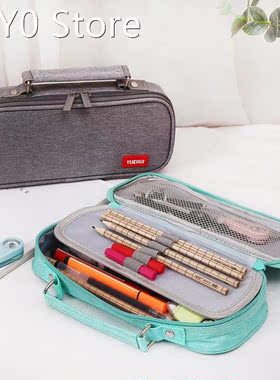 Portable Canvas Pencil Case Large Capacity Stationery Box Mu