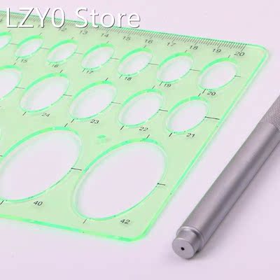Green Plastic Oval Geometric Template Ruler Stencil Measurin
