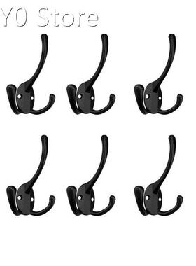 6PCS Big Heavy Duty Three Prongs Coat Hooks Wall Mounted wit