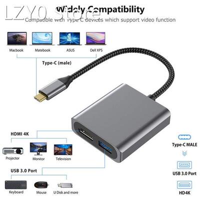 4K Type-c to HDMI-compatible Adapter with Braided Shielding