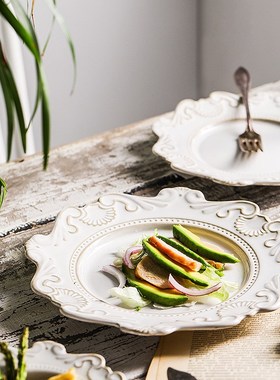Baroque Dinner Plate Ceramic Cutlery Tray Plate Dish Salad B