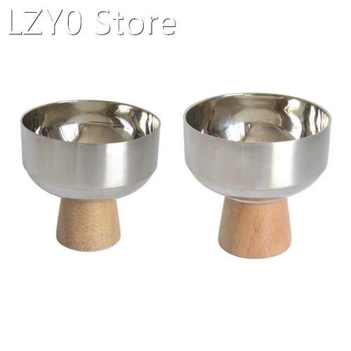 Stainless Steel Round Tray Solid Wood Base Trays Storage Tra