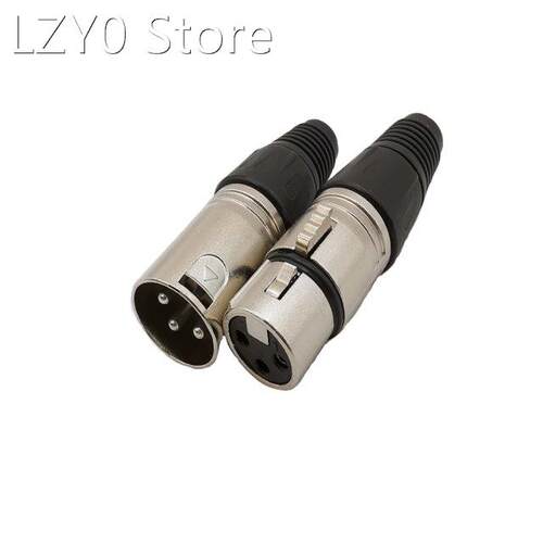 2Pcs XLR 3 Pin Male Plug + Female Jack Audio Solder Connecto