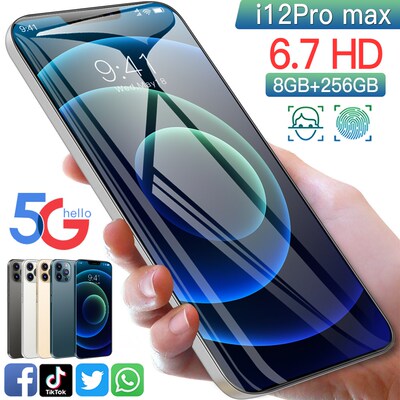 2021New i12 Pro Max Smartphone 8G 256G 6.7Inch 4K HD Big Sc