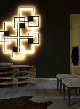 zerouno led wall light panel black white square DIY combine