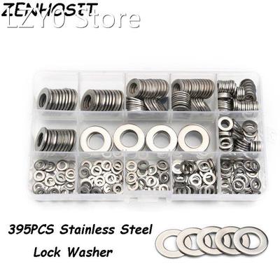 ZENHOSIT 395pcs M4/M5/M6/M8/M10/M12 304 Stainless Steel Pla