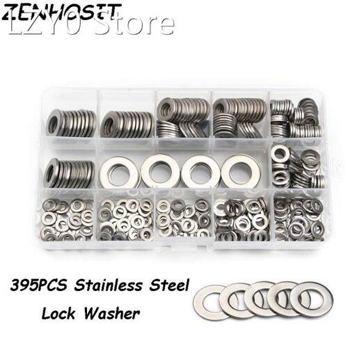 ZENHOSIT 395pcs M4/M5/M6/M8/M10/M12 304 Stainless Steel Pla