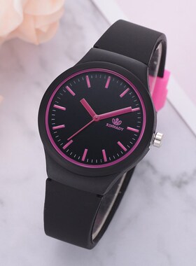 Ladies Watch Solid Color Wristwatch Clock Silicon Strap Fas
