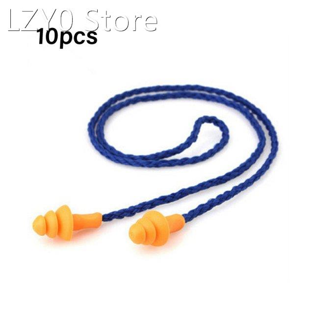 10Pcs Soft Silicone Corded Ear Plug Protector Reusable Heari