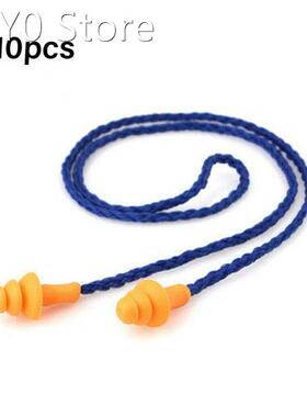 10Pcs Soft Silicone Corded Ear Plug Protector Reusable Heari