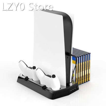 For PS5 Cooling Fan Vertical Stand Holder Dual Controller Ch