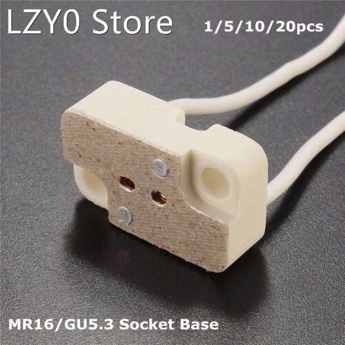 1-20PCS MR16 GU5.3 Lamp Holder Bulb Base with Wire Ceramic H