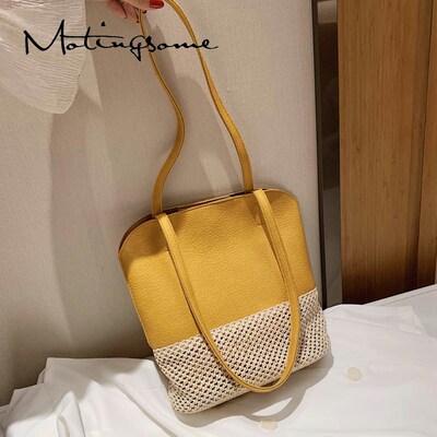 Fashion Leather Bucket Women Shoulder Bag PU Leather Weavin