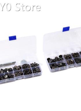 100 Sets/Lot 15mm Black Snap Fasteners Copper Press Stud But