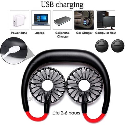 2020 Mini USB Portable Fan Neck Fan Neckband With Rechargeab