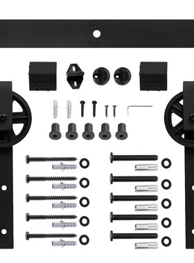 Antique Black Steel Sliding Barn Wood Door Hardware Kit Clos