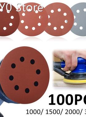 100Pcs 125mm 5In Sandpaper 1000-3000Grit Round Shape Sanding