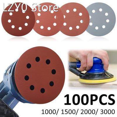 100Pcs 125mm 5In Sandpaper 1000-3000Grit Round Shape Sanding