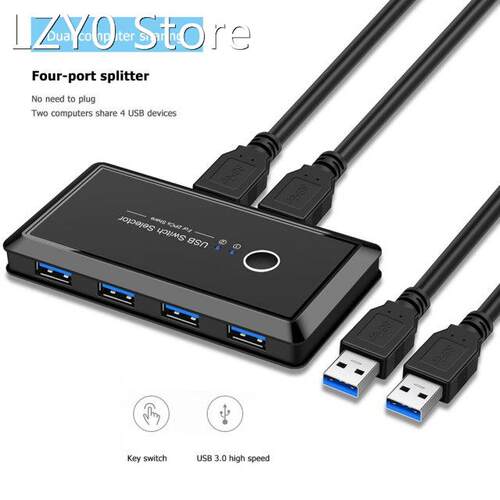 USB KVM Switch USB 3.0 2.0 Switcher 2 Port PCs Sharing 4 Dev