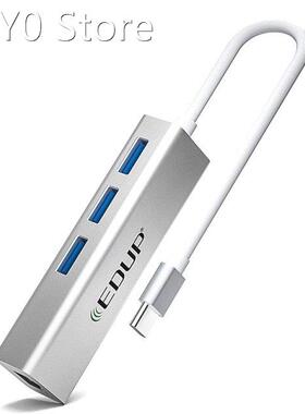 EDUP USB C to Gigabit Ethernet Adapter with USB 3.0 Hub,10/1