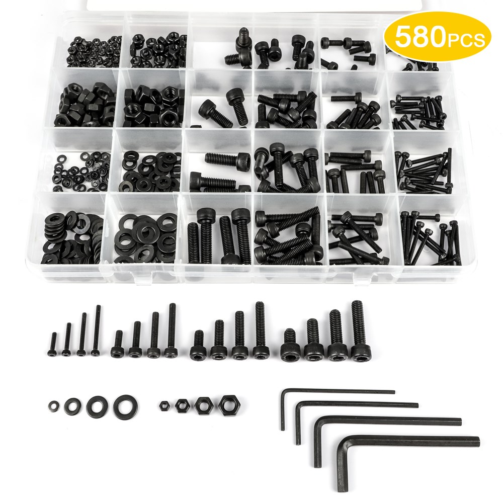 580pcs/set hex socket cap head screw set 12.9 grade carbon s