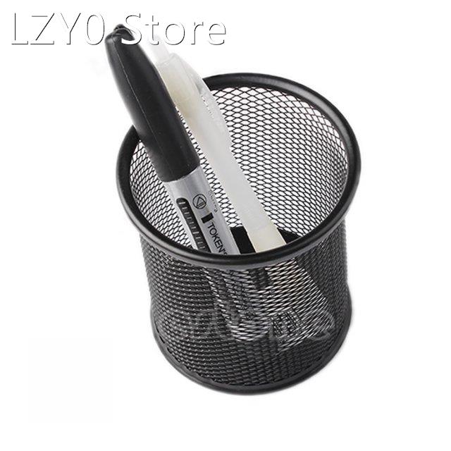 Black Metal Stand Mesh Style Pen Pencil Ruler Holder Desk Or