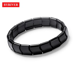 BYRIVER Real Black Tourmaline Beads Health Bracelet, Natural