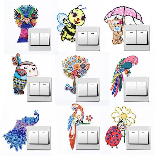 DIY Animal Diamond Painting Luminous Light Switch Sticker E