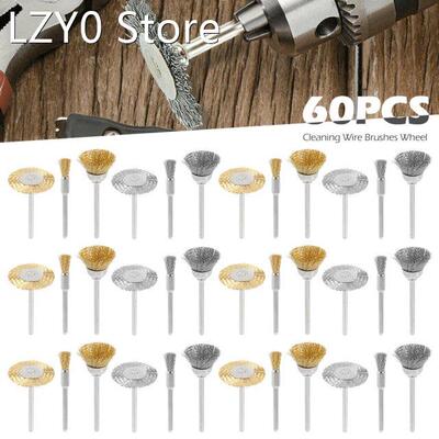 60 Pcs/set Steel Wire Wheel Brushes Buffing Drill Rotary Too