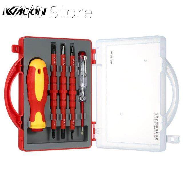 5pcs 500V Insulated Screwdrivers Set with Magnetic Slotted P