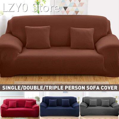 Solid Color Sectional Elastic Stretch Sofa Cover Spandex Sli