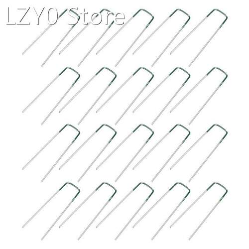 20Pcs Garden Stakes Galvanized Landscape Staples, U-Type Tur