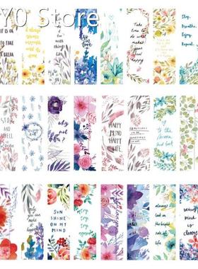 30 Pcs Beautiful Flowers Bookmarks Message Cards Rectangle P