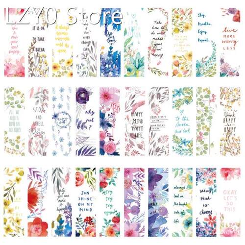 30 Pcs Beautiful Flowers Bookmarks Message Cards Rectangle P