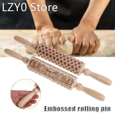 Handhold Embossed Rolling Pin Multipurpose Christmas Pattern