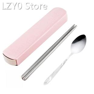 Stainless Steel Spoon Fork Chopsticks Portable Adult Kids Ta