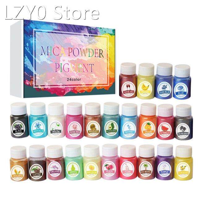 24 Color Epoxy Resin Dye Pigment Kit Pearlescent Mica Powder