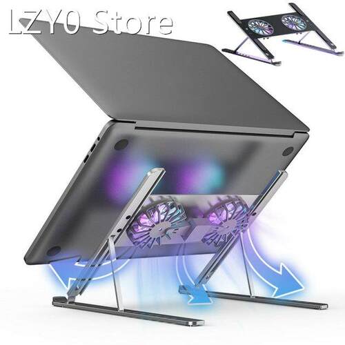 Dual Cooling Fan Gaming Laptop Stand Aluminum Foldable Adjus