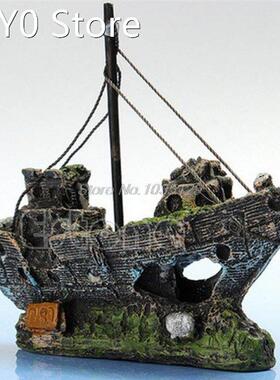 Wreck Sunk Ship Aquarium Ornament Sailing Boat Destroyer Fis