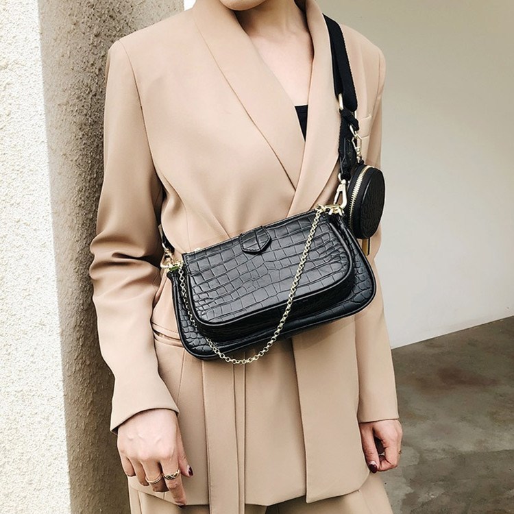 3 pcs set Designer Women Shoulder Bags PU Leather Purse and