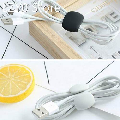 4pcs Cable Winder Simple Round Clip USB Charger Holder Desk