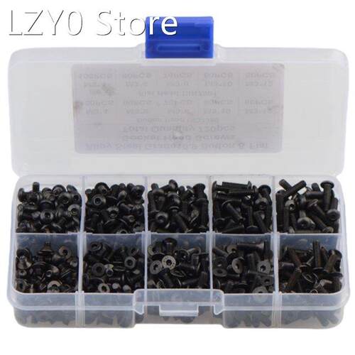 720Pcs M3 Alloy Steel Black High Strength Pan Head Countersu