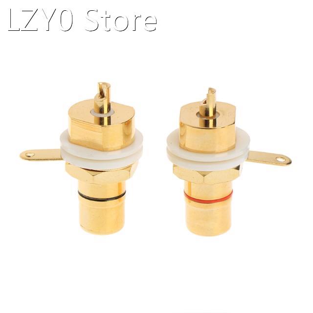 2 Pcs CMC Gold Plated Copper RCA Female Phono Jack Panel Mou