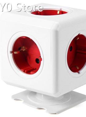Extended PowerCube Socket EU DE Plug 5 Outlets Adapter with